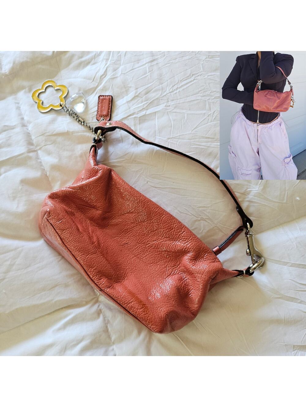Chic Y2K Coach Guava Pink Patent Leather Mini Bag Handbag